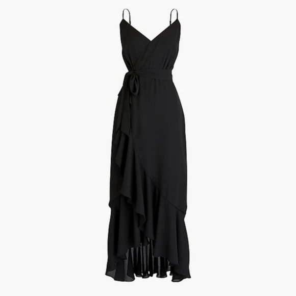 J. Crew Dresses & Skirts - J.crew Ruffle Drapey Faux Wrap Black Dress